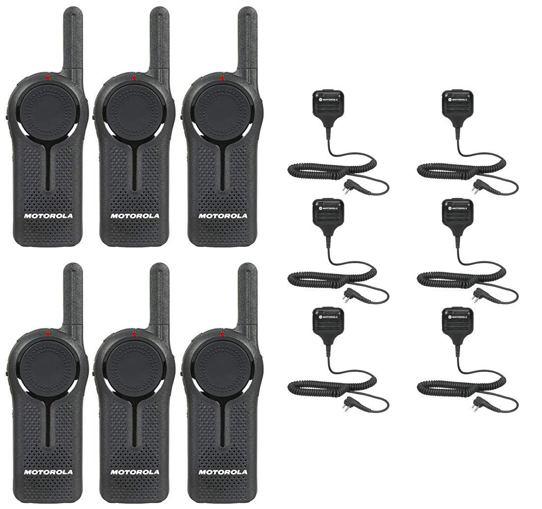 DLR1060 6 Channel Digital 900 MHz License Free Business Radio with HKLN4606 Speaker Microphone 6 Pack