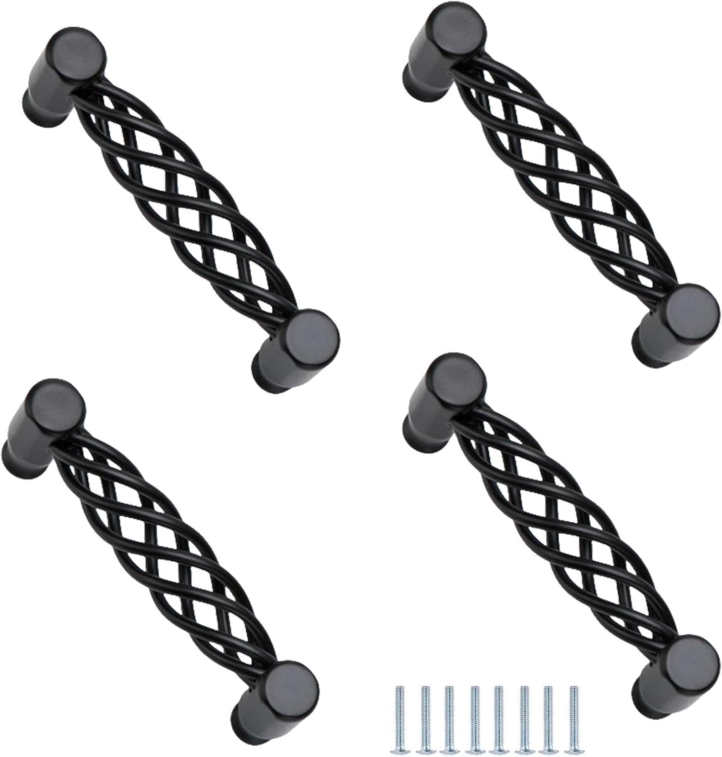 Tnbccxn Black 96Mm Cabinet Handles, Cabinet Handles,4 Pack Black Birdcage Handle(Black 96Mm)