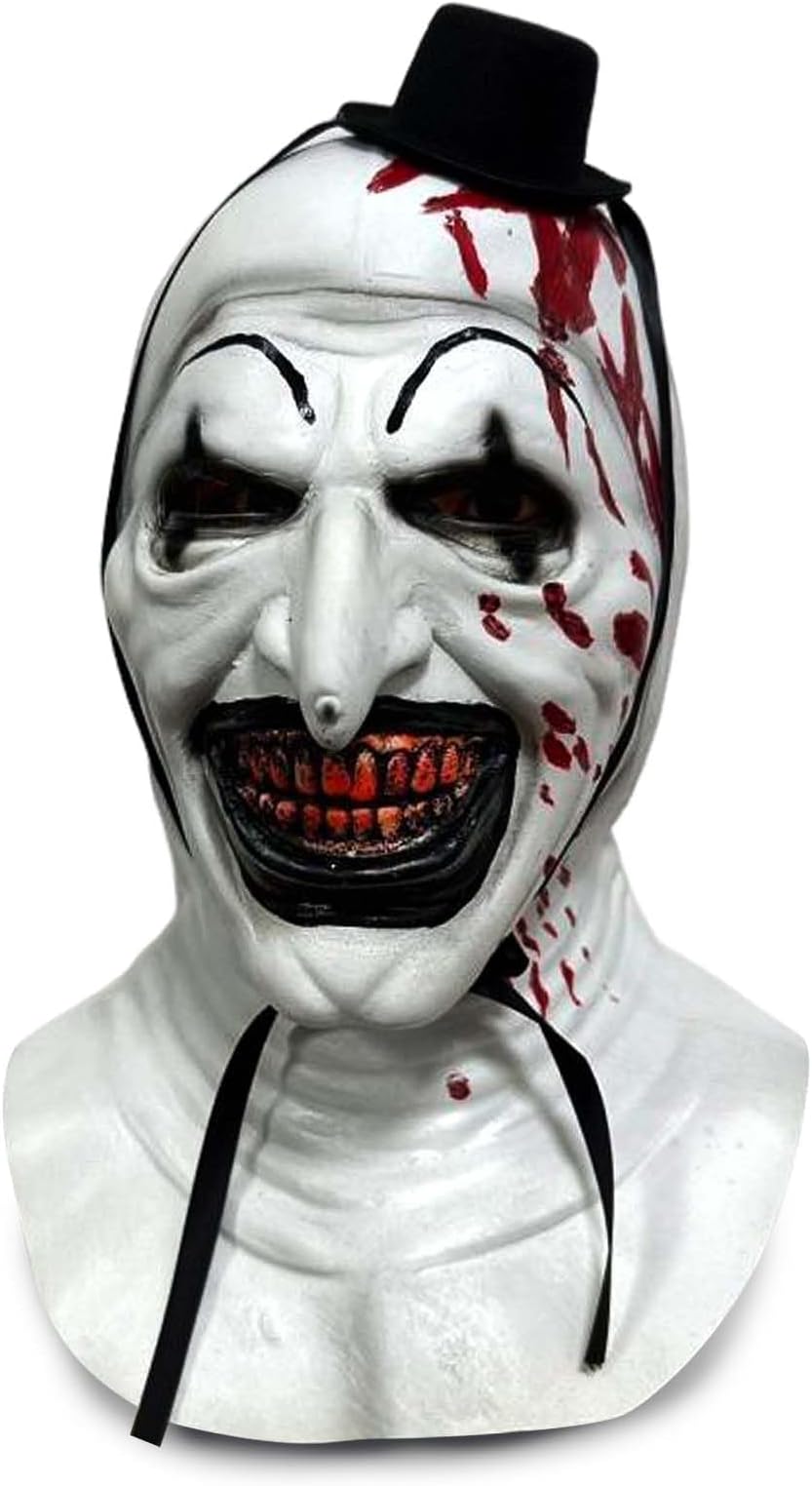 SINSEN Adult Terrifier Art the Clown Mask Scary the Killer Clown Joker Mask Halloween Cosplay Full Head Costume Props