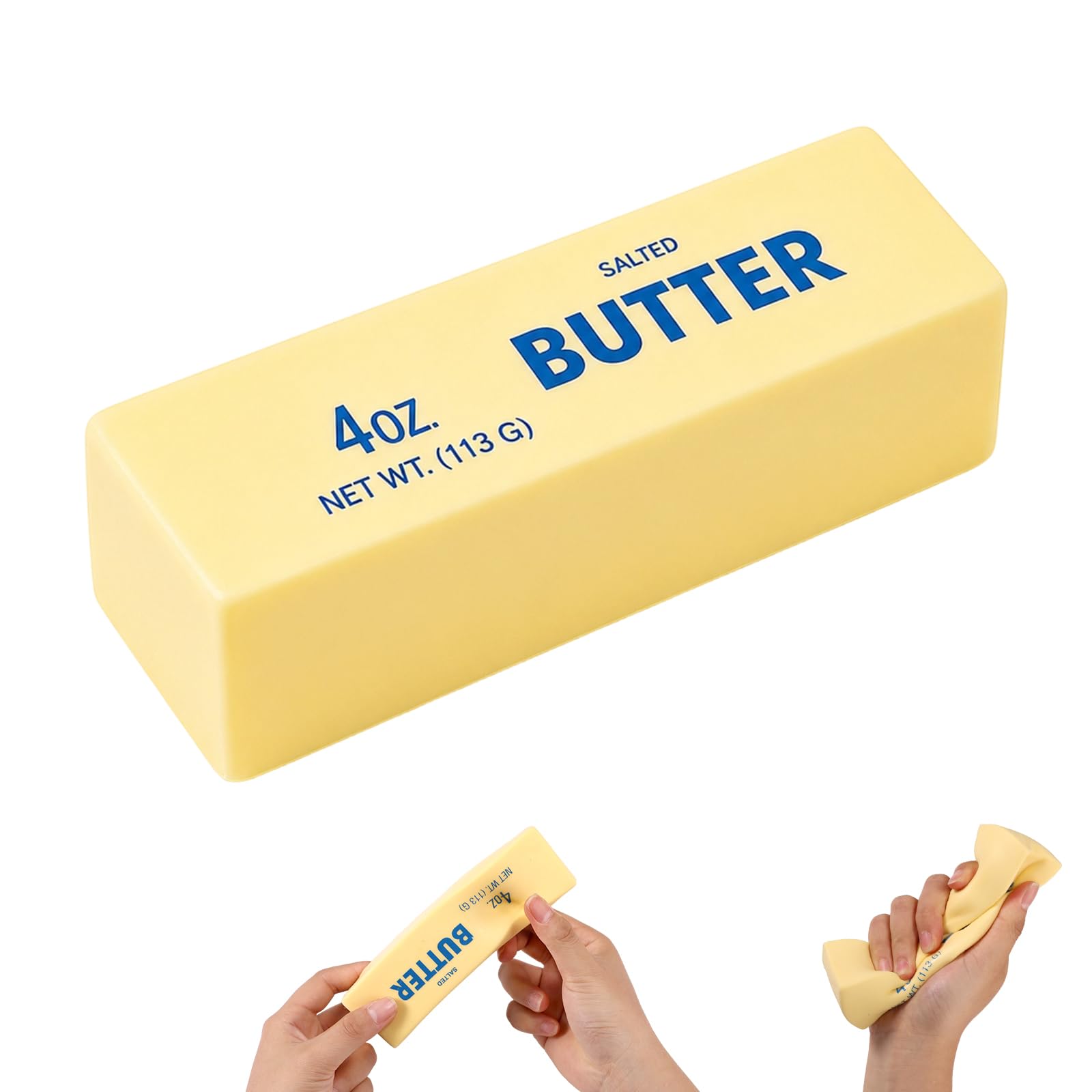 Lyreh Giocattolo da Spremere di Burro, Bastoncino di Burro Giocattoli a Lenta Crescita Relax in Materiale PU per Ufficio Scuola Sollievo Dall'Ansia e Decompressione(Giallo Chiaro)