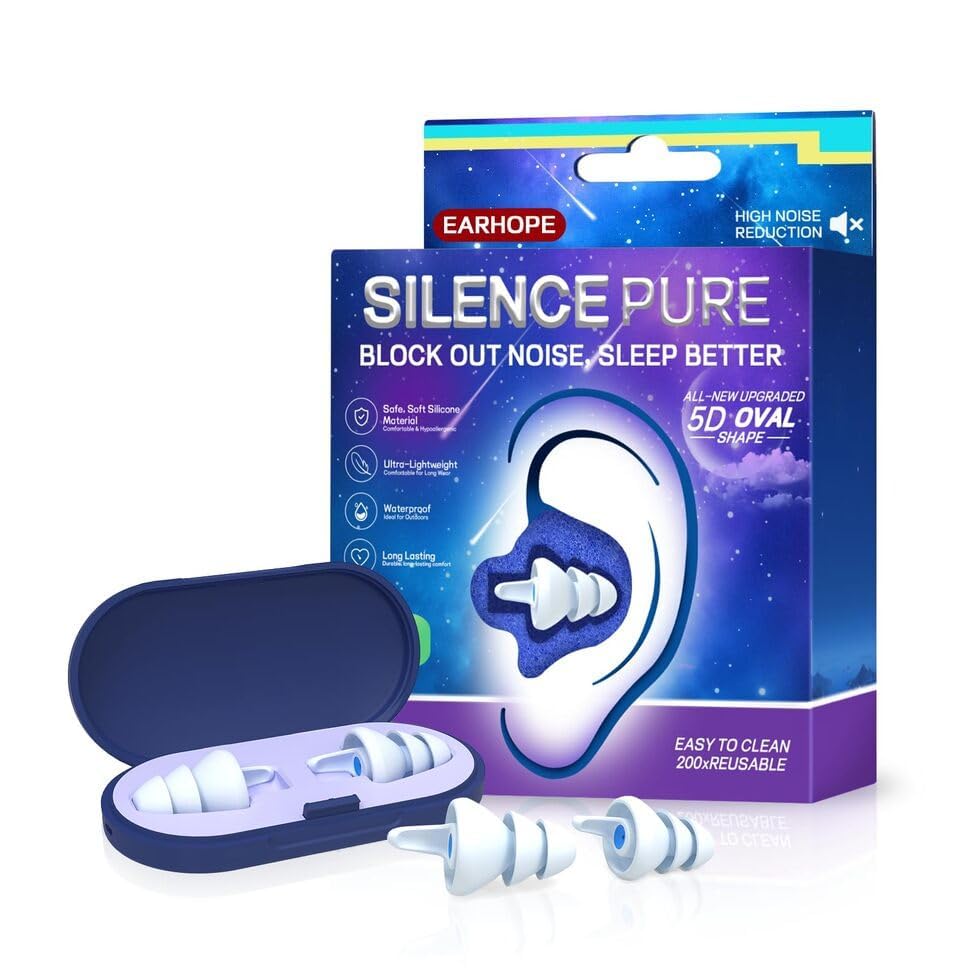 2 Pairs Ear Plugs - Soft Silicone Ear Plugs for Noise Reduction (35dB) 3D Oval