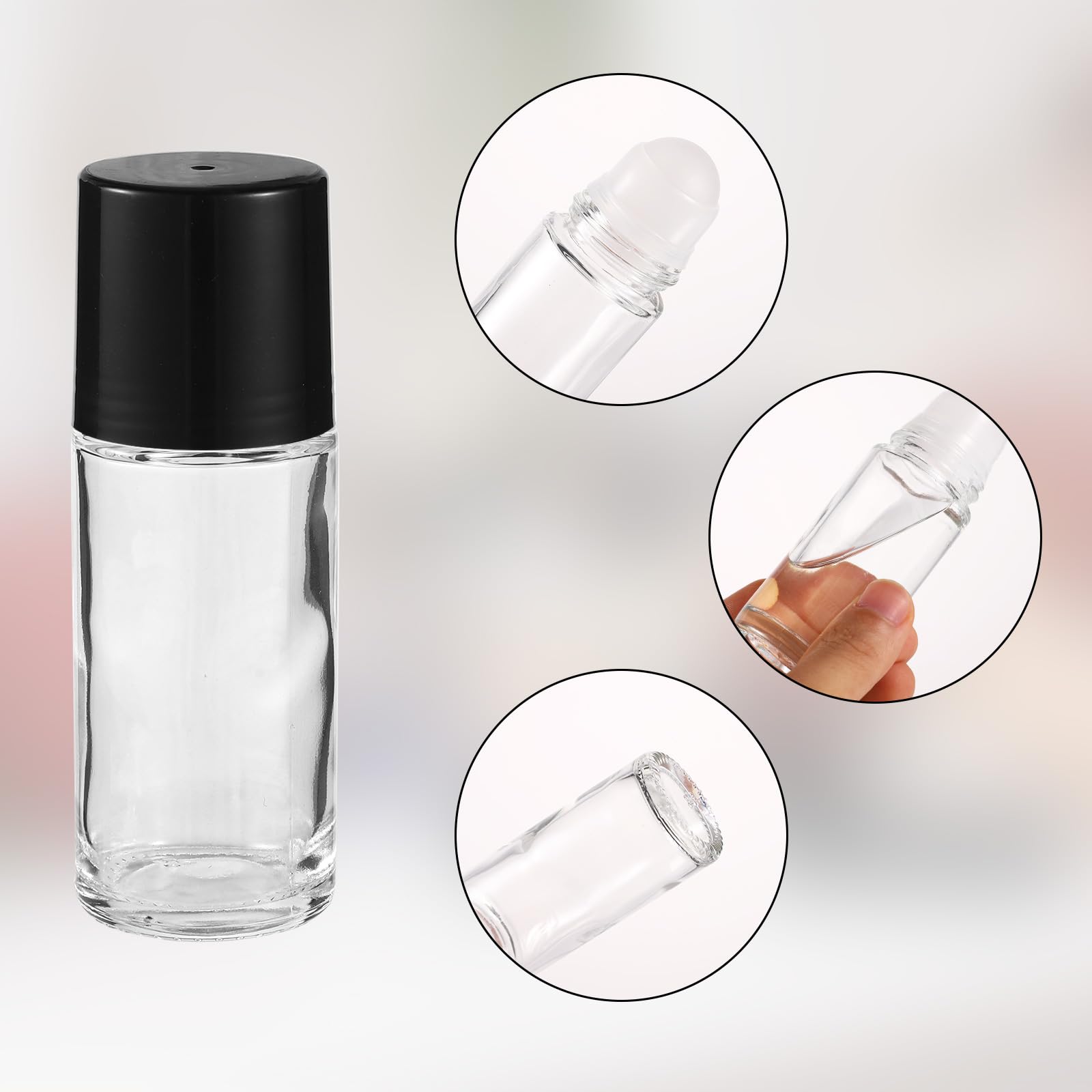 2szt Czarne Przezroczyste Butelki z Olejem, 30ml Pojemnik z Kulka w Rolce Fiolki z Dezodorantem Pojemniki Kosmetyczne do Masazu Zapachowego Perfumy Eteryczne