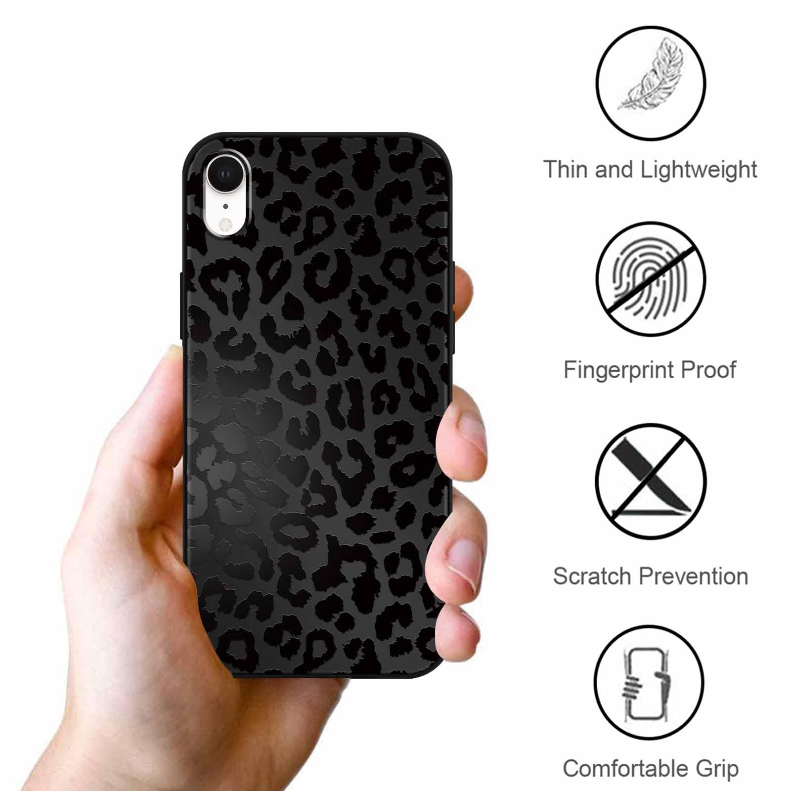 Yoedge 2 Pack Black Leopard Phone Case Compatible with iPhone XR 6.1", Ultrathin Soft Silicone with Aesthetics Pattern, Shockproof Bumper Protector Matte Girls Women Cover for iPhone XR, Cheetah — view 6
