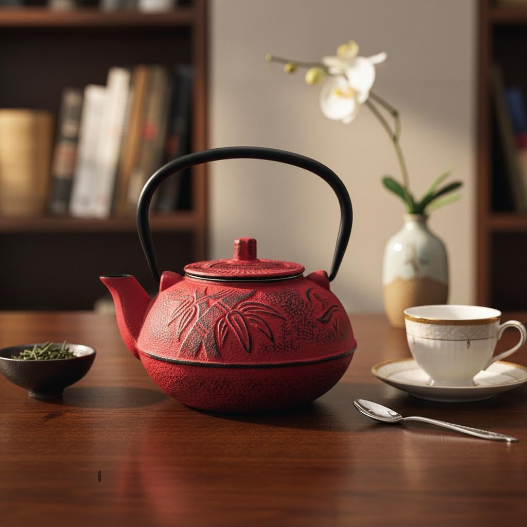 Tetera de Hierro Colado 0,6L - Estilo Oriental para Decoración