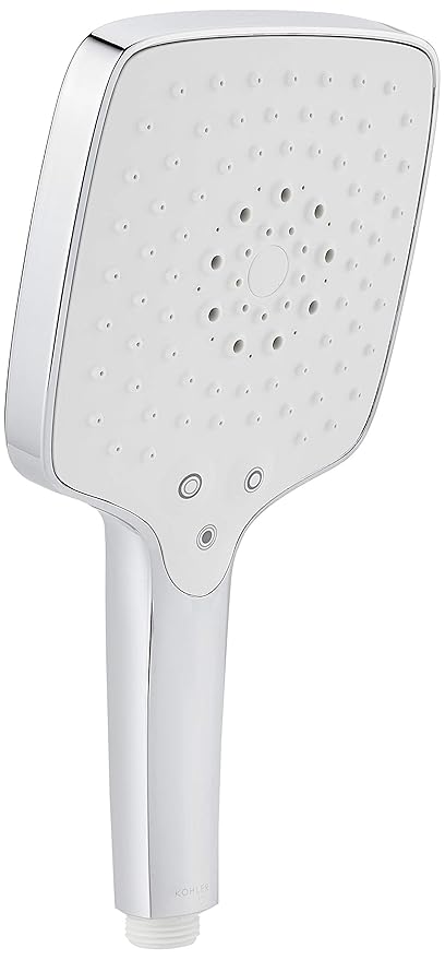 Kohler Rain Duet Multi Mode Square Hand Shower for Bathroom - Silver with Chrome Finish - Handheld Shower Faucet - 3 High Flow Spray Types - Katalyst Air-induction Spray Technology 97009IN-CP