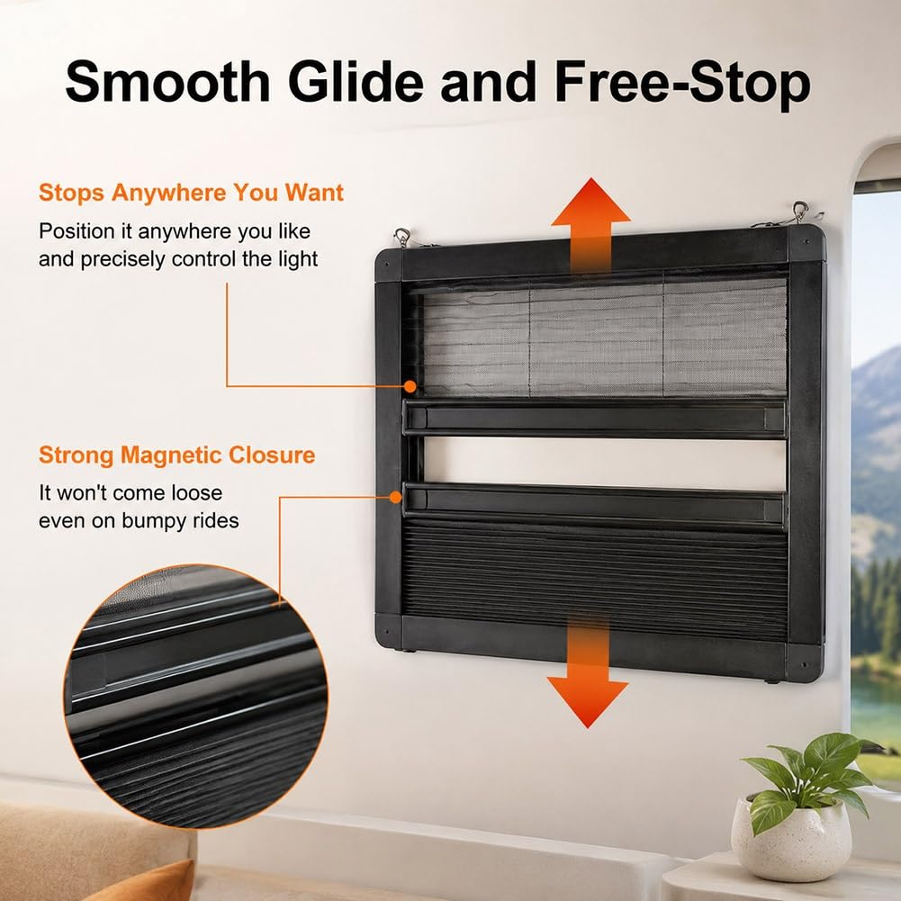 Oscurante Finestra Camper, Tendina Retrattile Doppio Strato | Il Design Plissettato A Scomparsa Fa Risparmiare Spazio, Offrendo Un Controllo Flessibile(55.5x65.5cm)