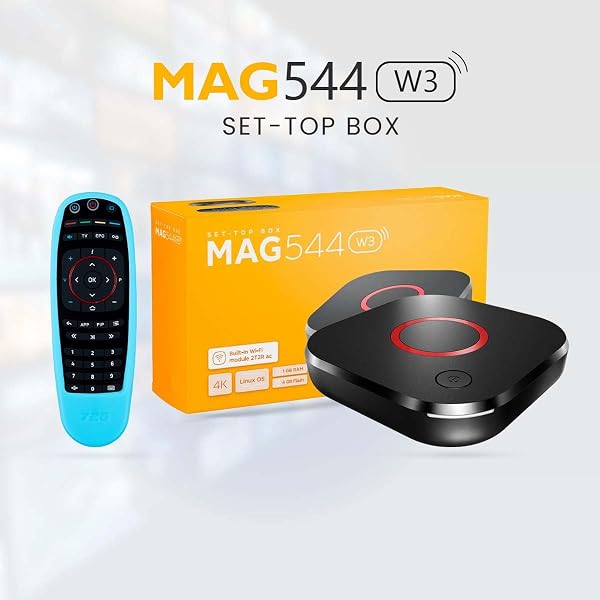 MAG544W3 Linux TV Set-Top Box 4K HDR Streaming Media Player, 4K and HEVC Support,Dolby Digital Plus, Built-in Wi-Fi 5G, 1GB DDR4 RAM, 4GB Flash Memory Bonus Silicone Case - 2