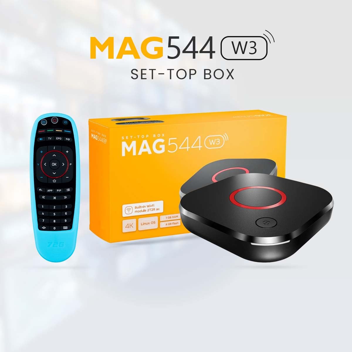 MAG544W3 Linux TV Set-Top Box 4K HDR Streaming Media Player, 4K and HEVC Support,Dolby Digital Plus, Built-in Wi-Fi 5G, 1GB DDR4 RAM, 4GB Flash Memory Bonus Silicone Case - 3