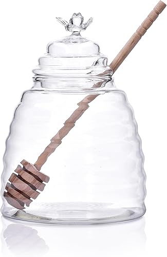 Miniatura 3 de Elegante tarro de miel de colmena de vidrio con tapa y cuenco de madera, regalo para Rosh Hashaná o inauguración de la casa o cualquier regalo