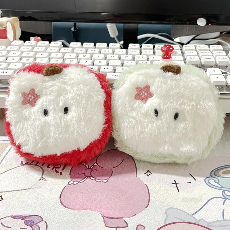 Kawaii Stuff Fuzzy Change Purse Cute Coin Purse Small Wallets for Women Passport Holder for Travel (Red)2