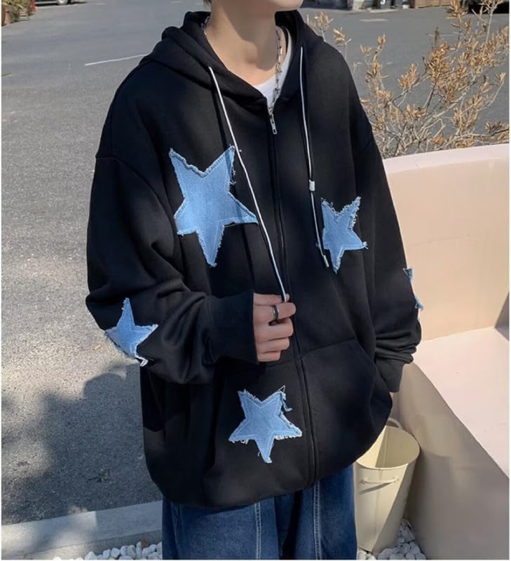 Hopecn Star Women Men Y2K Hoodies Aesthetic Zip Up Jackets Grunge Oversized Sweatshirt Punk Fashion Streetwear Clothes - Image 3