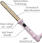 L'ANGE HAIR Ondulé Titanium Curling Wand | Professional Hot Tools Curling Iron 1 Inch | Salon Hair Styling Wands for Beach Waves | Best Hair Curler Wand for Frizz-Free, Lasting Curls (Blush 25 MM)