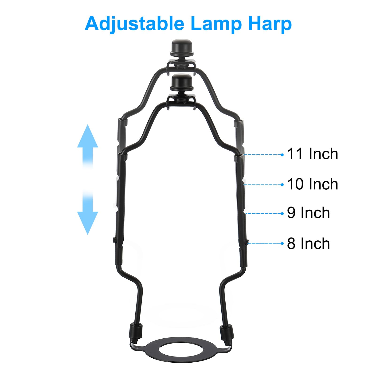 PATIKIL 8 9 10 11" lampa harfa zestaw z końcówką, regulowany abażur uchwyt uchwyt 3/8 IP E14 E26 E27 oświetlenie cokołu do stołu, lampy podłogowej, kolor czarny