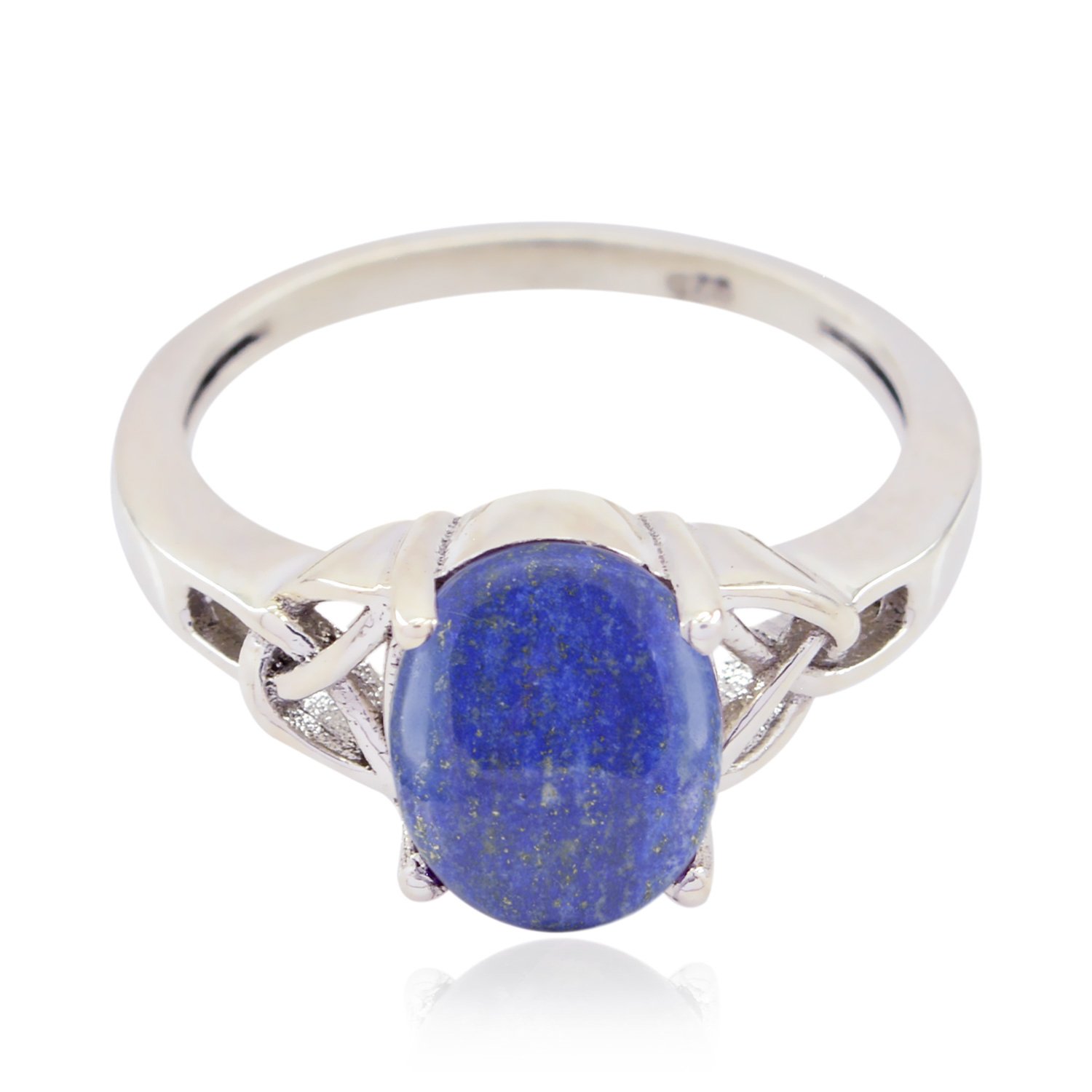 Nice Gemstone Oval Cabochon Lapis Lazuli ring - Solid Silver Blue Lapis Lazuli Nice Gemstone Ring - wedding jewelry gift for children day wrap ring UK sz L-Y