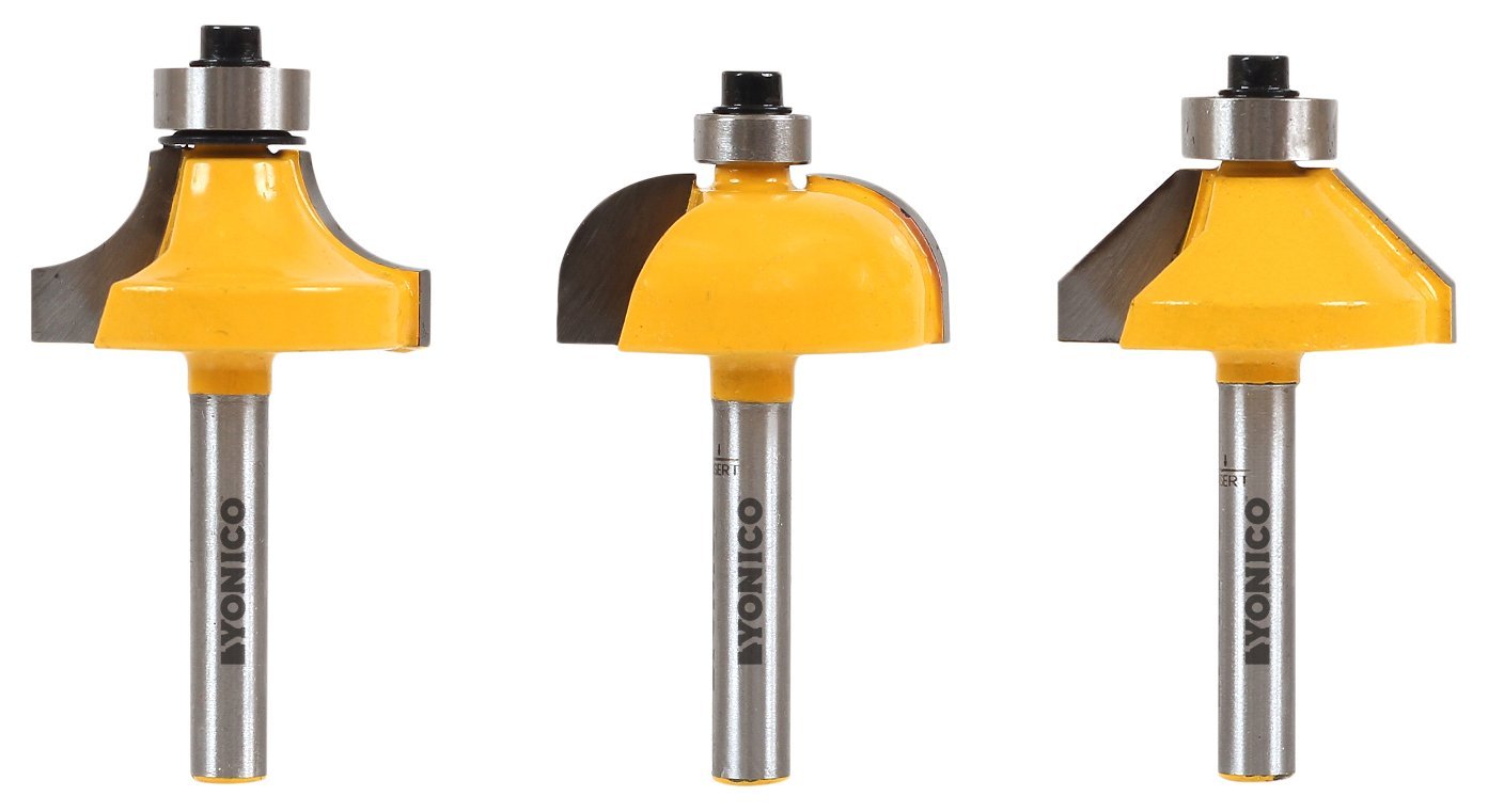 YONICO Edge Forming Router Bits Set 3 Bit 3/8-Inch 1/4-Inch Shank 13311q