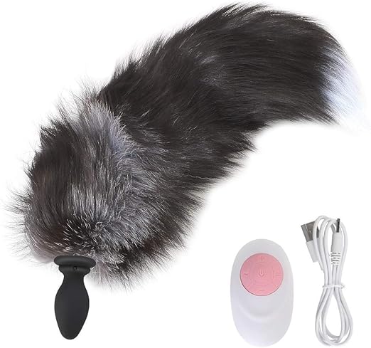 iTimo Schwarzer Vibrierender Butt Plug mit Fuchsschwanz, 10