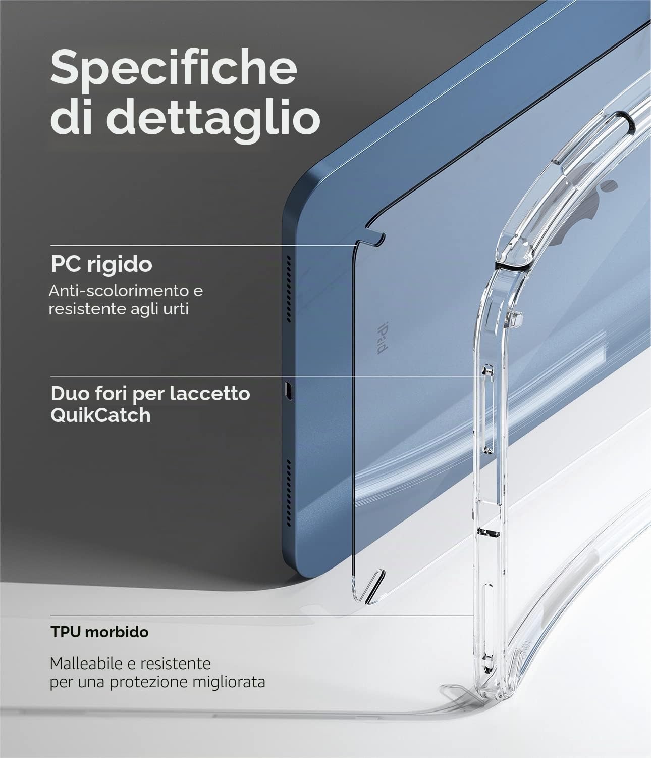 Ringke Fusion Compatibile con Cover iPad A16 / iPad 10th, Custodia Antiurto Trasparente con Porta Penna - Clear