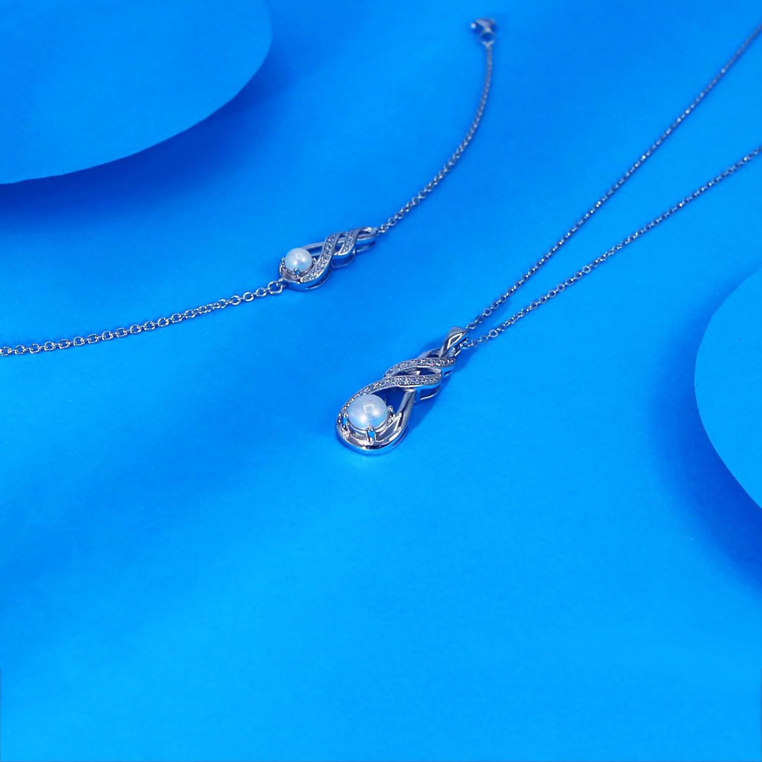 Birthstone Necklaces for Women 925 Sterling Silver Infinity Pendant Created Gemstone Jewelry for Her, 16"+2" - Image 4