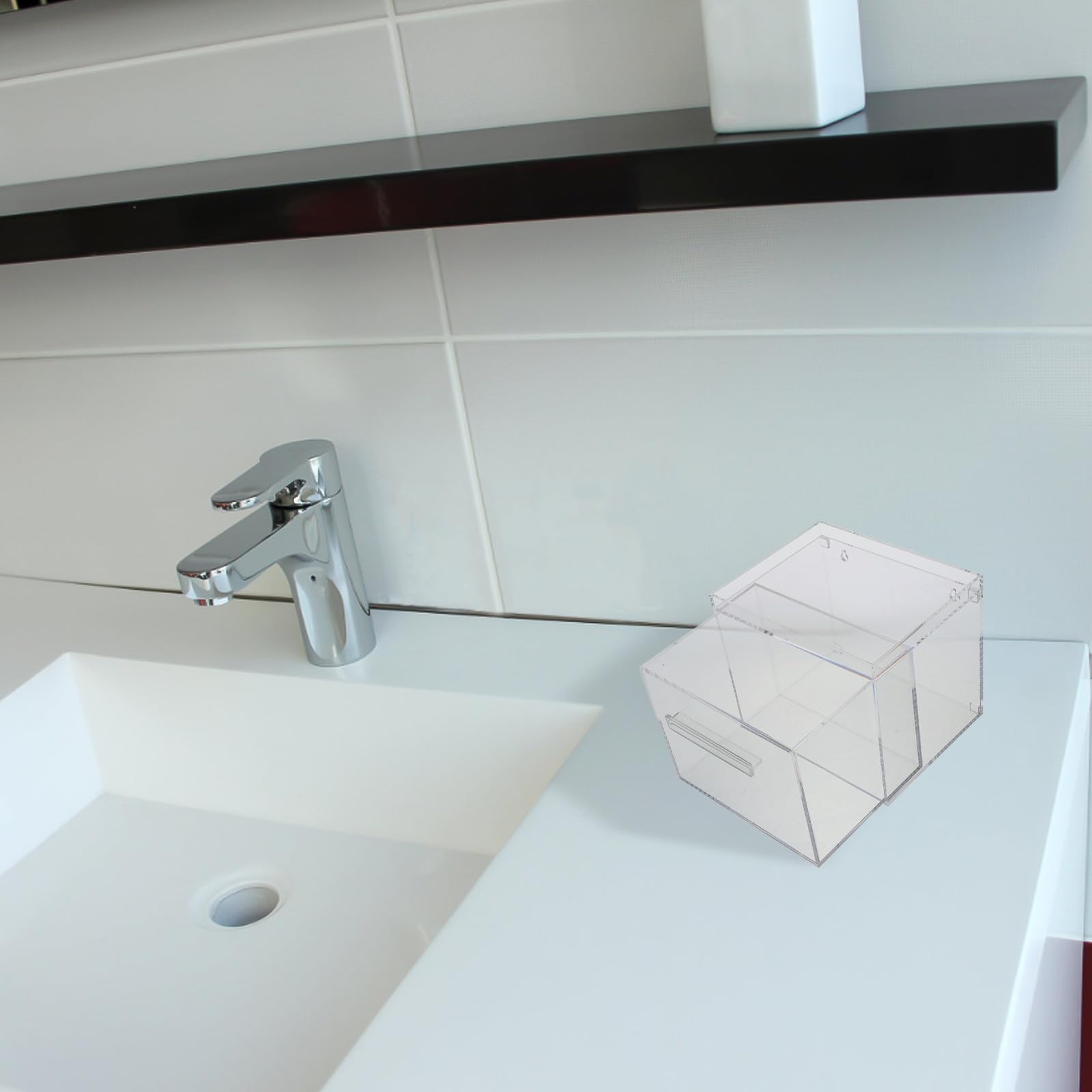 Distributeur de lingettes mural pour le visage, boîtier transparent en acrylique, support compact pour serviettes jetables, adapté pour salle de bain familiale