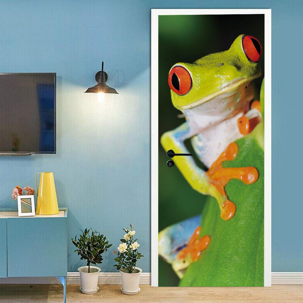 Sticker de porte grenouille 3D papier peint amovible et autocollant escaliers 88x200cm