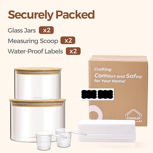 Miniatura 8 de ComSaf Contenedores de vidrio para almacenamiento de alimentos, recipientes de vidrio de 111 oz47 onzas para harina y azúcar con tapas herméticas,