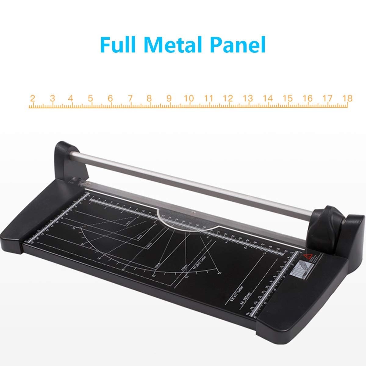 Taglierina manuale per carta A2, taglierina rotativa con righello trasparente, taglierina da ufficio con base in metallo, ghigliottina portatile per taglio dritto 10 fogli, strumento per artigianato