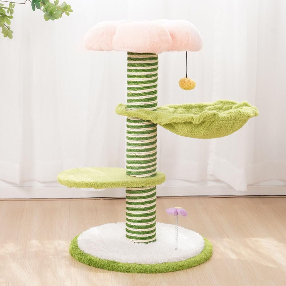 Muebles para Gatos Árbol for Gatos de Varios Niveles, Poste rascador for, Hamaca, Pelota Colgante, Juguete, apartamento semicerrado for(Pequeño)