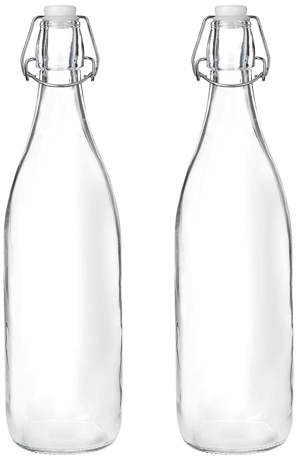 Flip Top Glass Water Bottle Pack of 21 Liter Clear Airtight & Leak