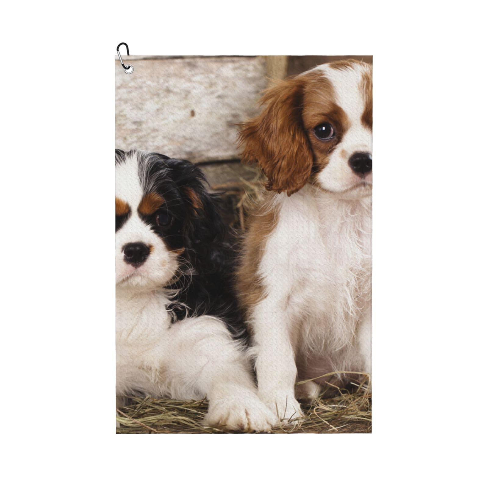 Hnnkloy Cavalier King Charles Spaniel Small Puppies, 16x24 in Portable Waffle Golf Towels with Carabiner Clip for Golf Bag