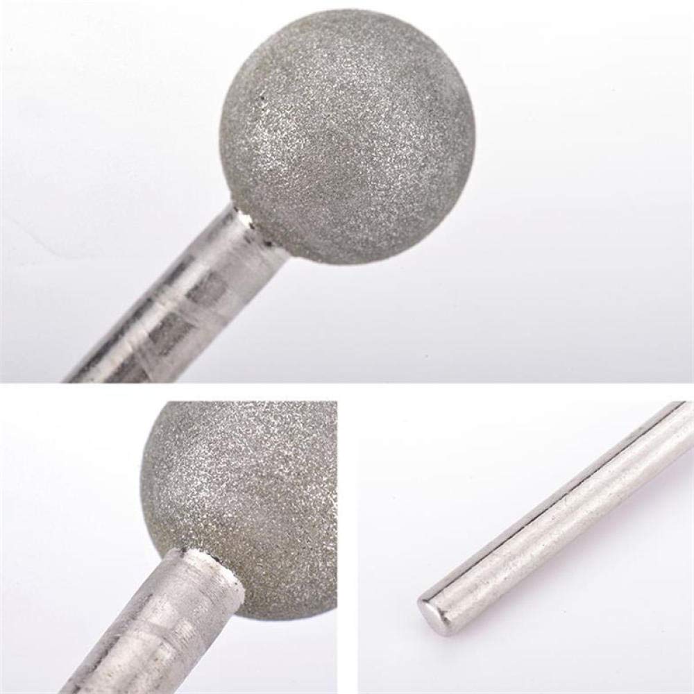 3 / 6mm sferico gambo durevole Diamante Diamante testa per giada, metallo, lega, macchinari, pietra, stampi rettifica e lucidatura-6x12mm.