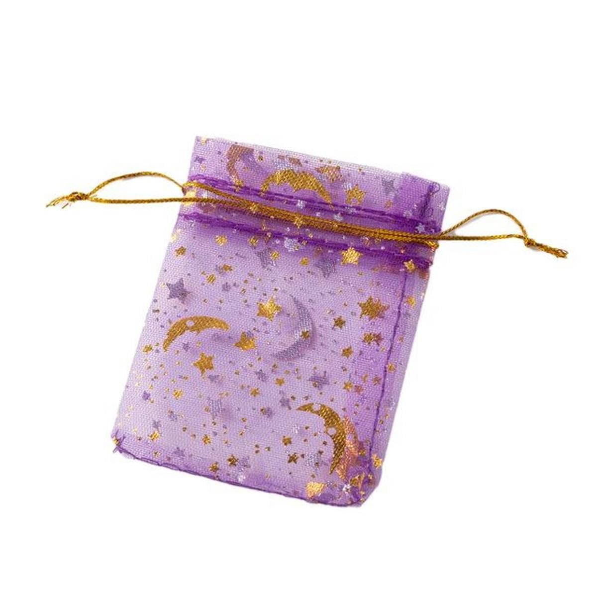 sacs à bonbons， Lot de 50 sachets à bijoux en organza motif lune et étoile, pochettes à cordon for bonbons, for loisirs créatifs, rangement de cadeaux de mariage, fournitures d'emballage for petites e