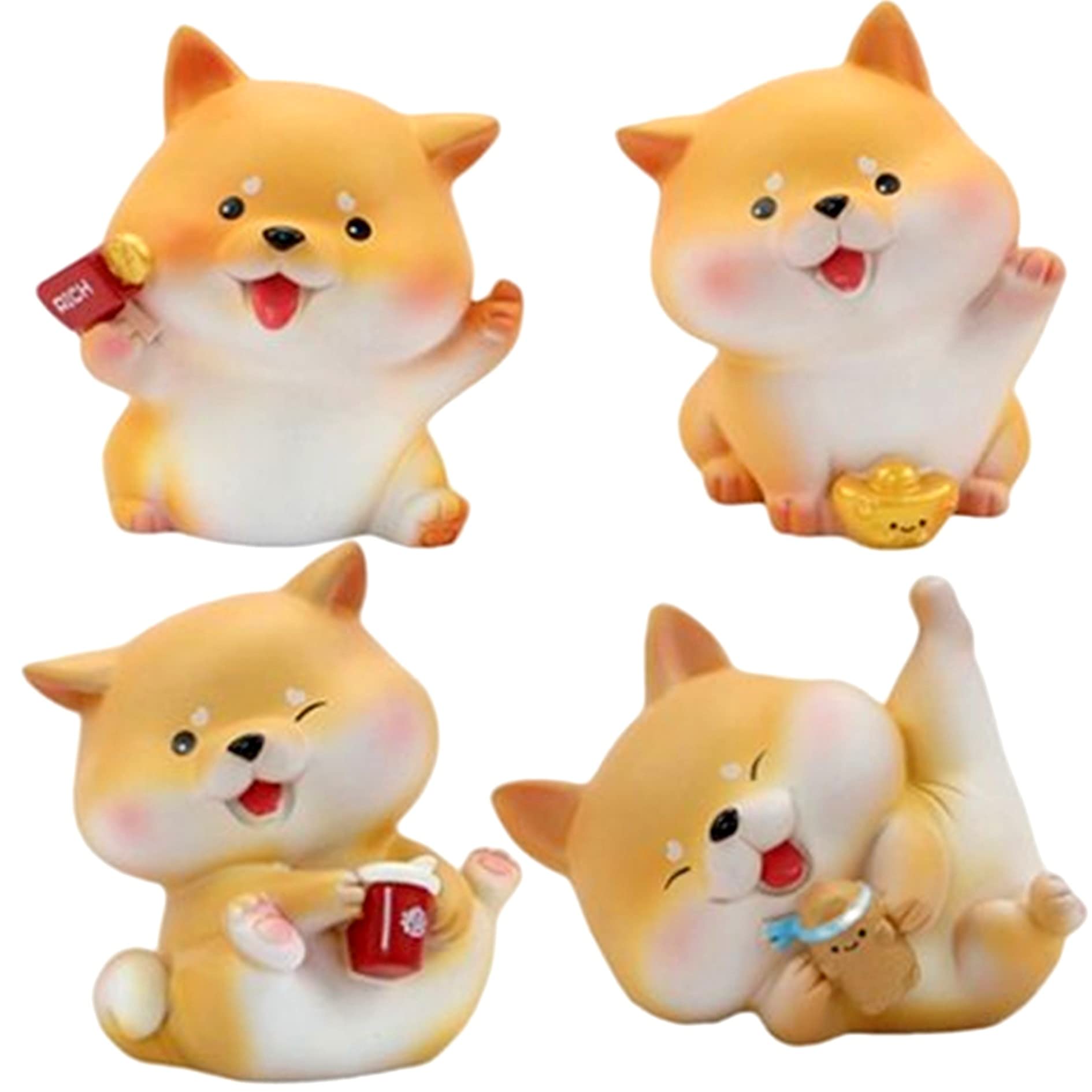 Amazon.co.jp: Leiasnow 柴犬 しばいぬ 雑貨 置物 4個セット 装飾品 車 小物 グッズ しば犬 しばけん インテリア  (スモール柴犬4個セット) : ホーム＆キッチン