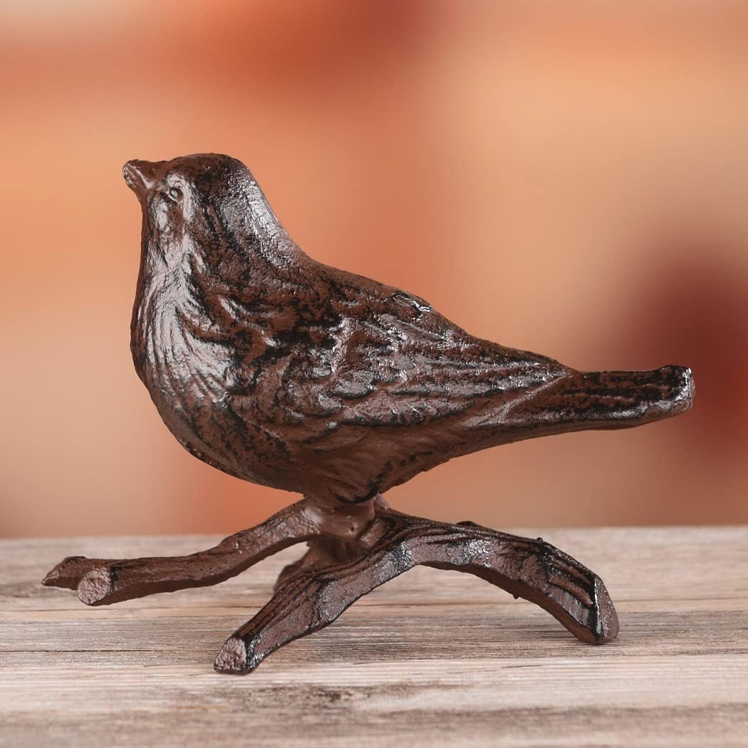 BRASSTAR Rustic Cast Iron Bird with Branches Statue Antique Garden Farmhouse Decoration Home Desk Figurine Replica Rust Color TQGJPT108 - Image 7