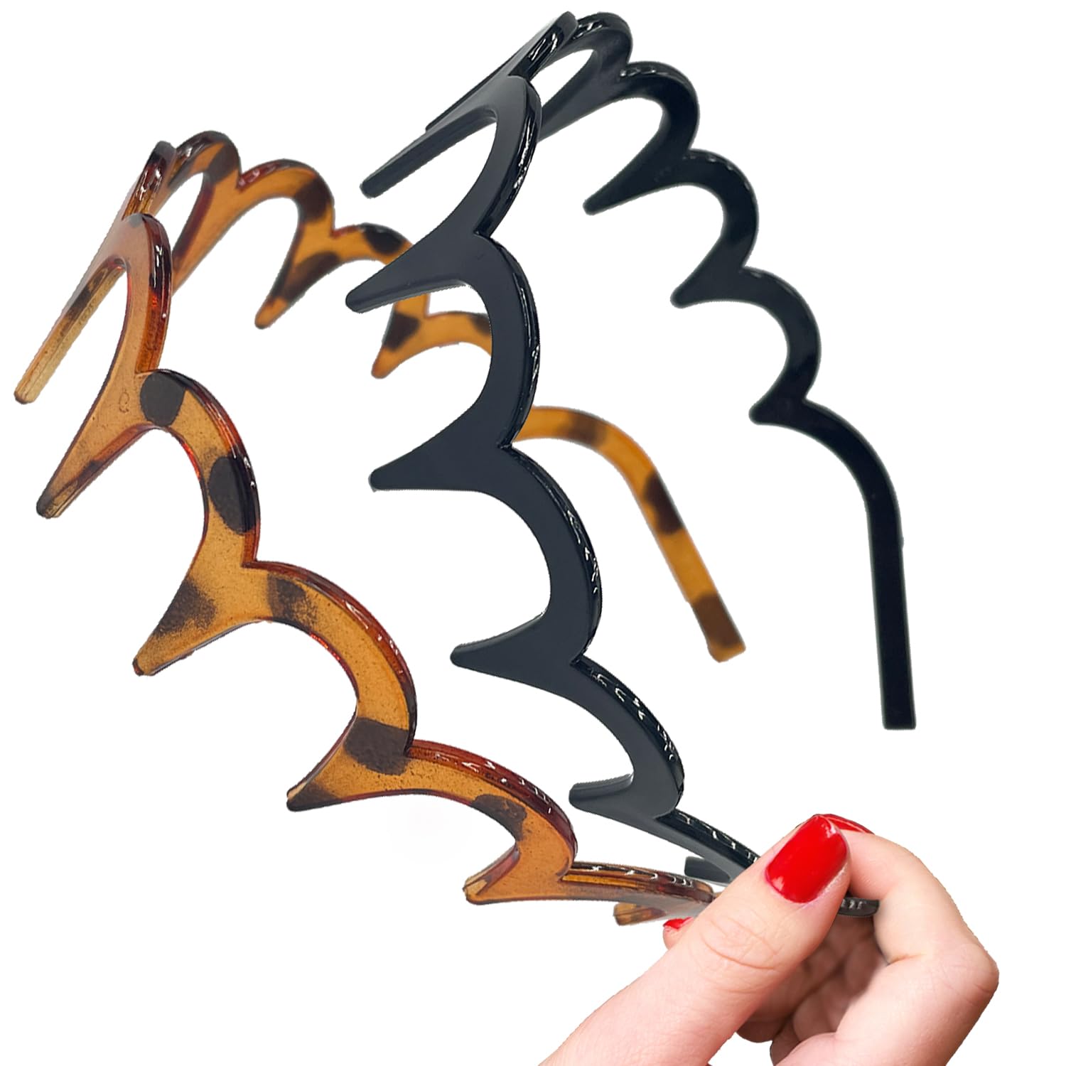 Confezione Da 6 Fasce Per Capelli A Denti Di Squalo – Clip Zig Zag Elastiche Per Donne E Ragazze (Nero)
