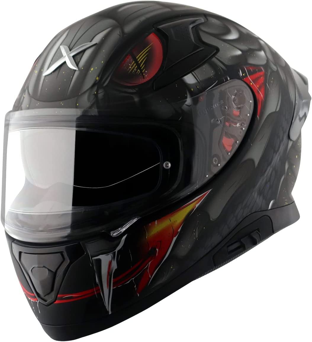 AxorApex Venomous D/V Full Face Helmet Dull Black Grey - Small