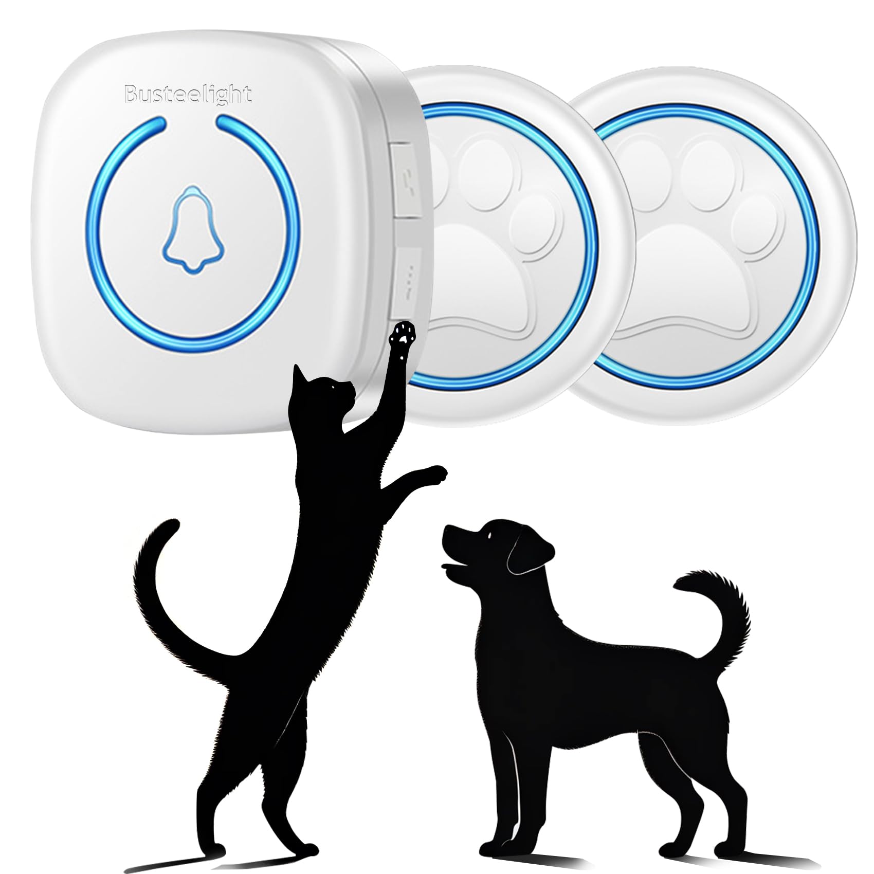 Sonnette pour chien sans fil 60 mélodies et alertes LED pour éducation à la propreté