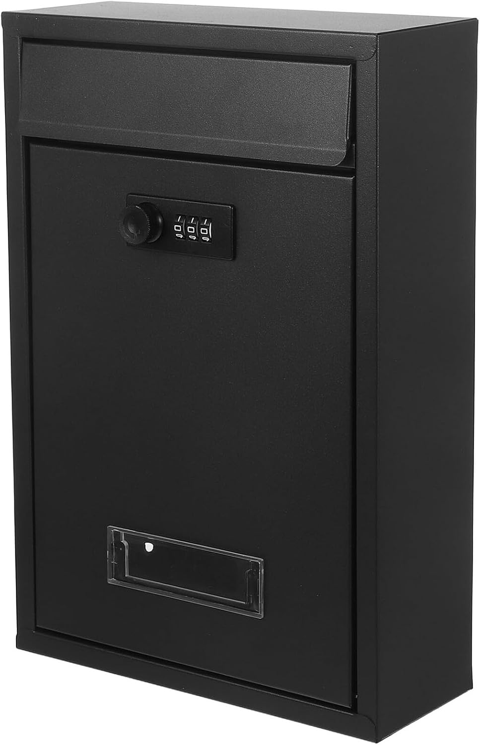 Wall-Mount Mailbox with Combination Lock, Weatherproof Security Metal Mailbox for Outdoor Residential and Office Use, Black Steel Locking Suggestion Box for Home and Apartment