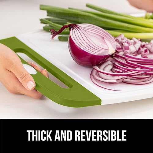 Miniatura 6 de Gorilla Grip - Tabla de cortar extragrande, mango de fácil agarre, surcos para jugos, antideslizante y gruesa. Apta para lavavajillas, no porosa, de