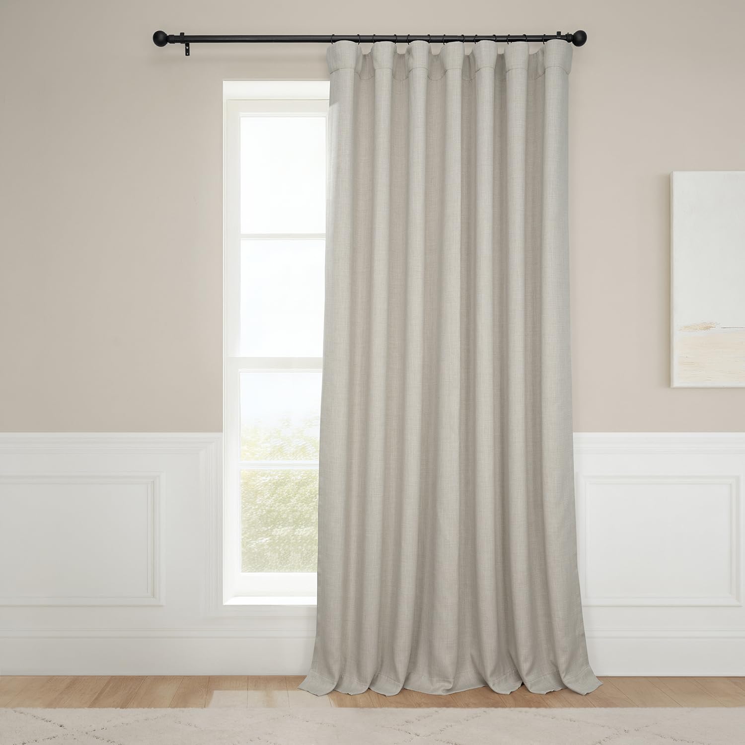 HPD Half Price Drapes Extrawide Room Darkening Curtains for Living Room 100 X 96 Faux Linen, BOCH-LN18542-96-DW (1 Panel) Thatched Tan