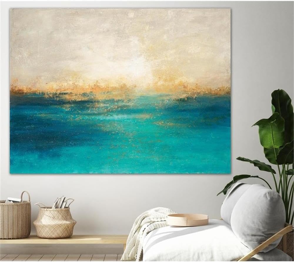 Pemberly Row Modern Coastline Art Canvas Print, 72x54, Pink, Eco-Friendly Material, Fade-Resistant Archival Inks, Gallery-Style Wall Art, Ready-to-Assemble Stretcher System for Home Décor