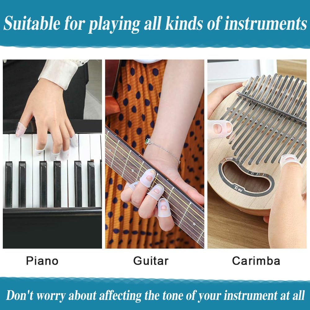 30 Pièces Protections Doigts Silicone pour Guitare - Capsules Antidérapantes Réutilisables Découpées Respirantes