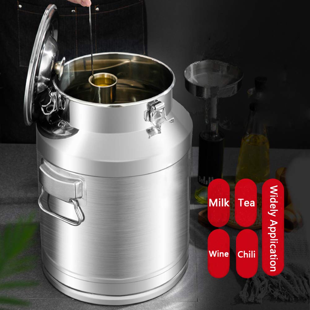 Cubo hermético de acero inoxidable 64L para vino, contenedor de transporte resistente con tapa, almacenamiento multifuncional para bebidas y alimentos