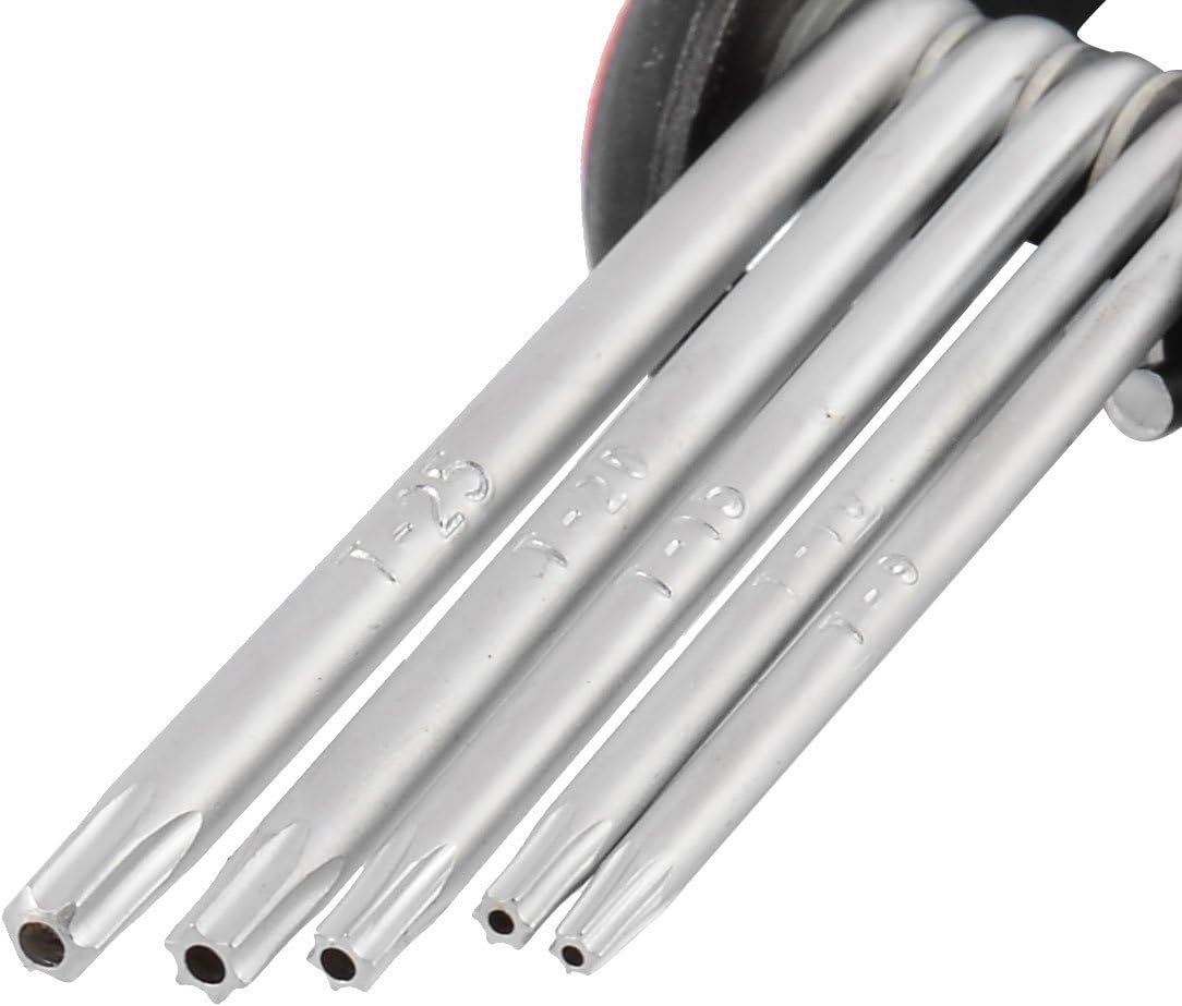 uxcell Folding Hollow End Security Torx Star Key Wrench Set Repair Tool