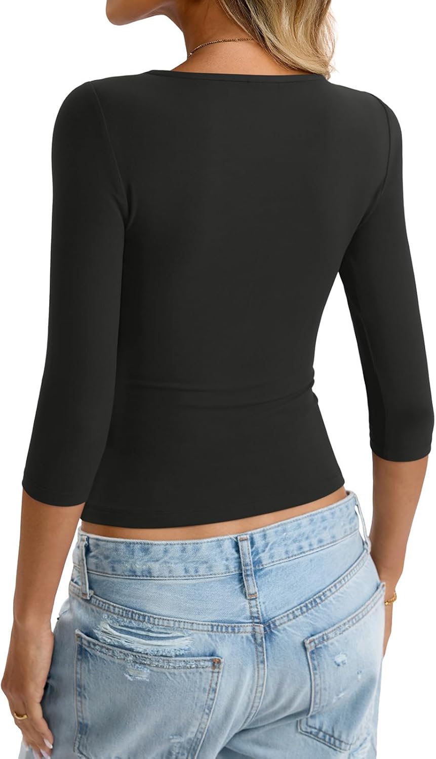 Womens 3/4 Length Sleeve Boat Neck Tops Casual Slim Fit T-Shirts Basic Tees Spring Summer Outfits Clothes 2026 - Image 6