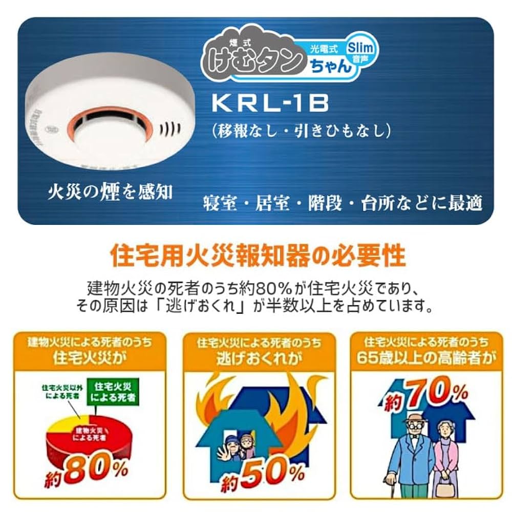 新品未使用　ニッタン　住宅用　火災報知器　火災警報器　煙式KRL-1B　１０個入 KRL-1B 住宅用火災警報器 スリム薄型 煙式 けむタン ニッタン