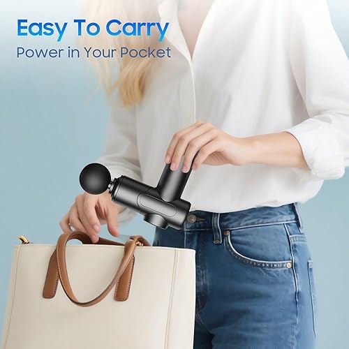 Miniatura 5 de Mini pistola de masaje  Pequeña pistola de masaje con 8 cabezales de masaje y estuche de almacenamiento, pistolas portátiles de masaje de tejido