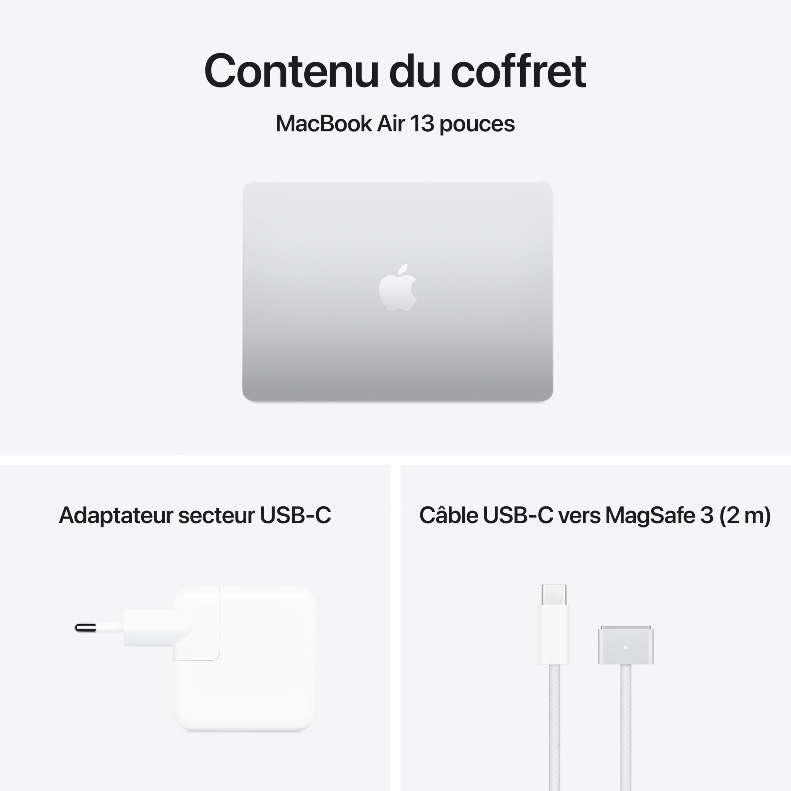 Apple MacBook Air 13 Pouces Ordinateur Portable avec Puce M4 : Conçu pour Apple Intelligence, Écran Liquid Retina de 13,6 Pouces, Mémoire unifiée de 24 Go, Stockage SSD de 512 Go, Touch ID ; Argent
