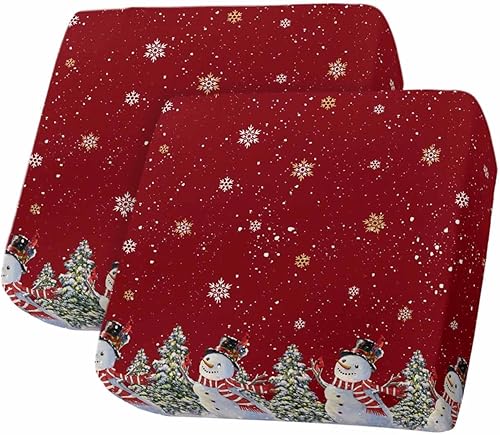 Fundas de cojín para sofá de Navidad con diseño de muñeco de nieve rojo, funda elástica para sofá con parte inferior elástica, fundas de sofá de