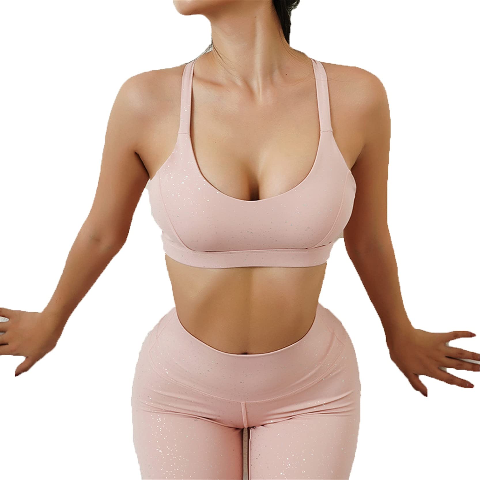 Damski dres sportowy do jogi, dres treningowy, damski zestaw na hot Stamping Workout Gym Set 2 sztuki Strój wysoka talia Ruhn Lift Joga Legginsy Sexy Spaghetti Strap Sport Biustonosz do joggingu Fitness Dres