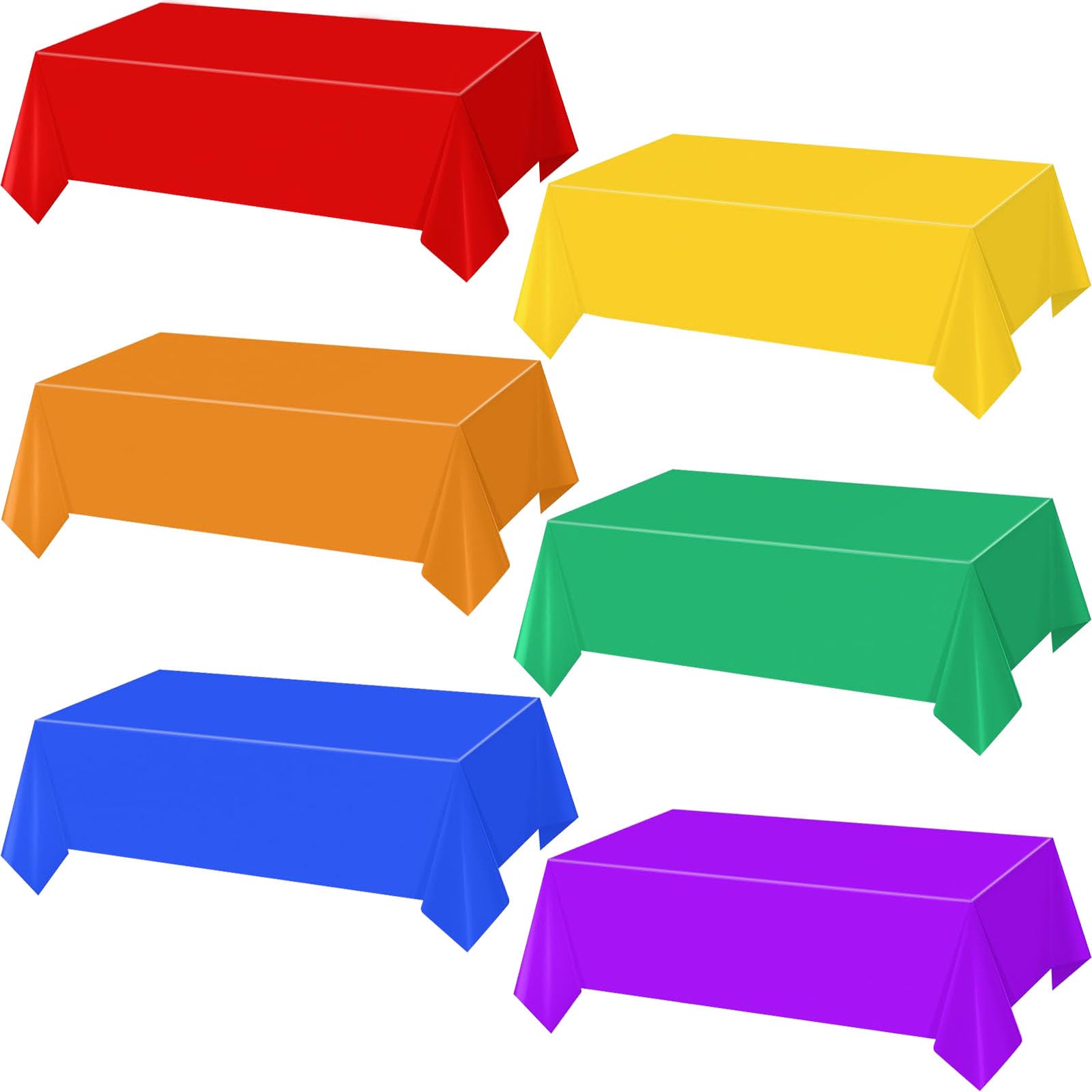 Photo 1 of TUZIANAN 6 Pack Rainbow Theme Plastic Tablecloth Assorted, Disposable Colorful Rectangle Table Covers, 54x108 Inch Waterproof for Wedding Birthday Picnic Graduation Party Decorations